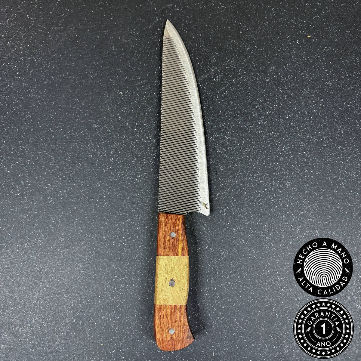 Cuchillo Parrillero de Escofina Traro 31cm en acero al carbono con empuñadura de espino y laurel - Rauka