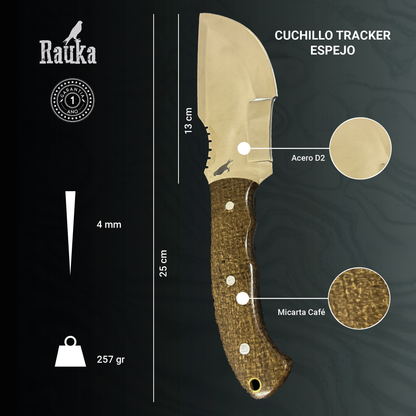 Ficha técnica de cuchillo tracker de supervivencia 25 cm Torres del Paine Espejo Rauka