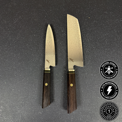 Pack de cuchillos japoneses damasco Rauka Nakiri Tora y cuchillo Iwa para cocina