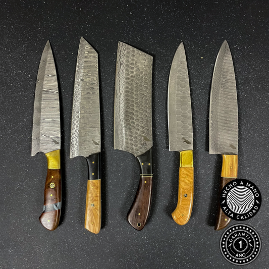 Pack 5 Cuchillos Acero Damasco