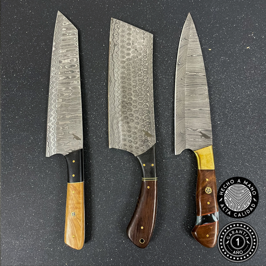 Pack 3 cuchillos Damascos "Maihue" / "Cucao" / "Colico"