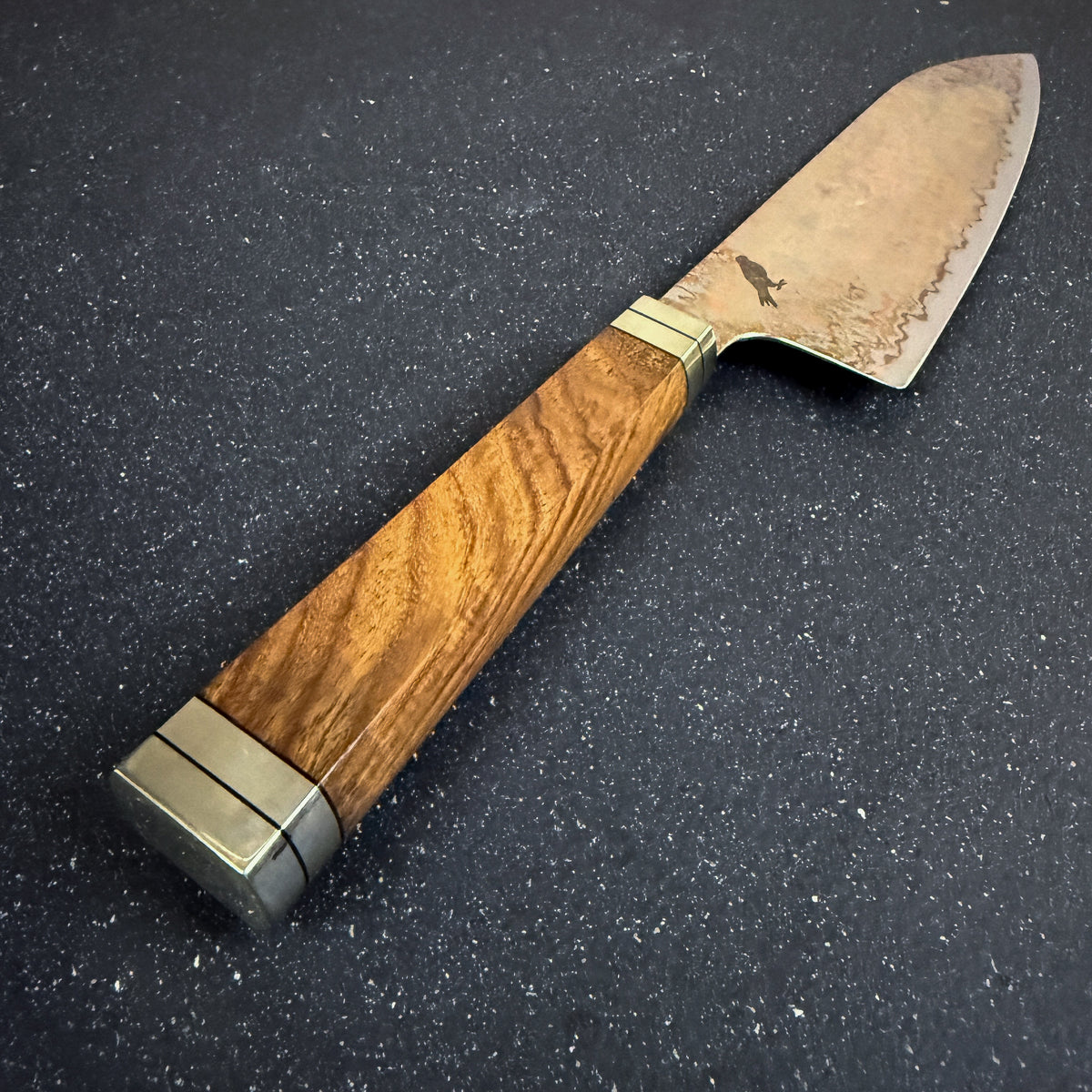 Cuchillo Santoku de Cocina de Acero Damasco con Cobre "Kohaku"