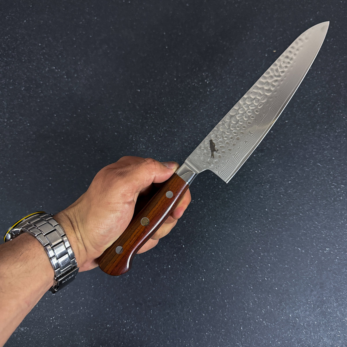 Cuchillo de Chef de Cocina y Parrilla de Acero Damasco "Tronador"