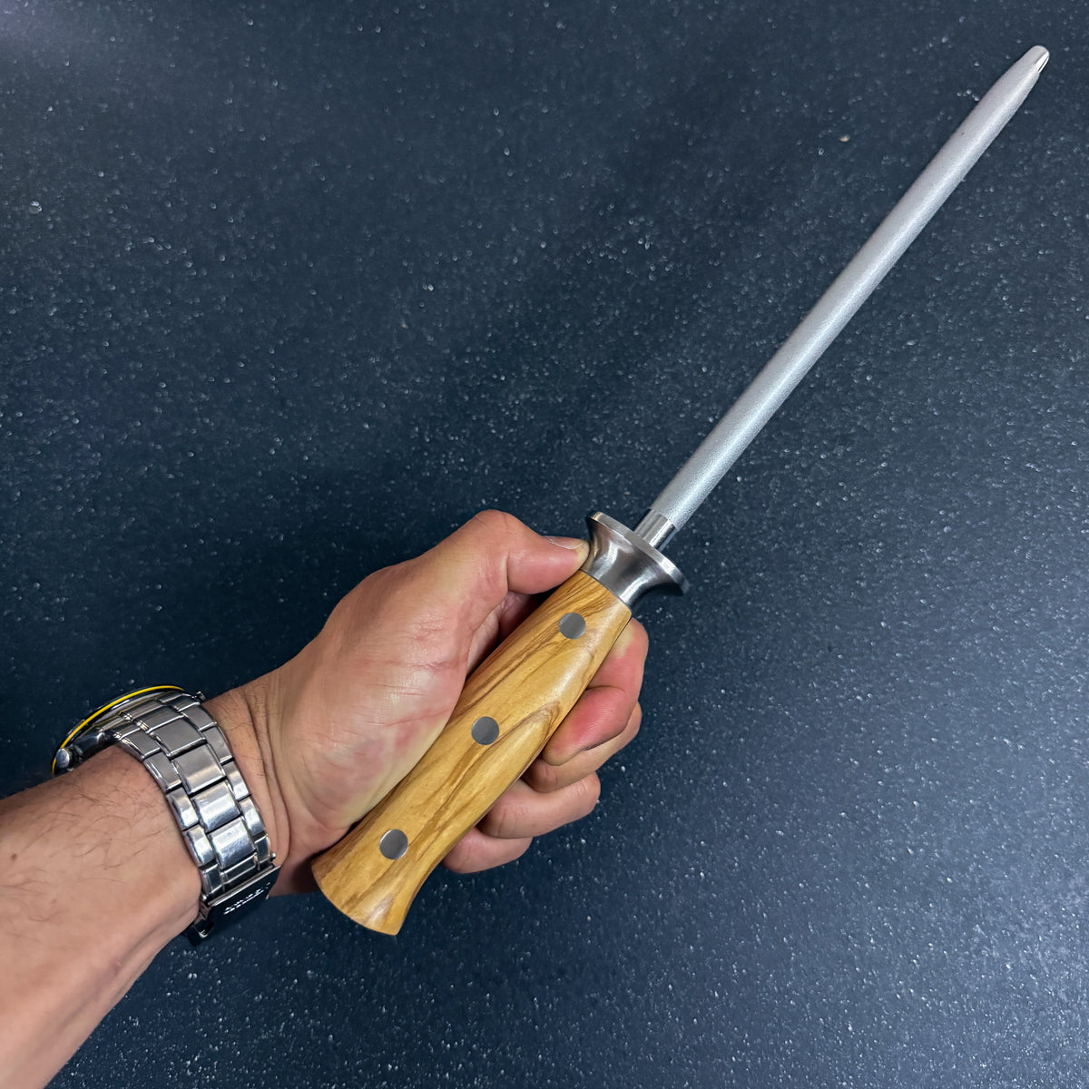 Chaira Diamantada para Afilar Cuchillos con Mango de Olivo