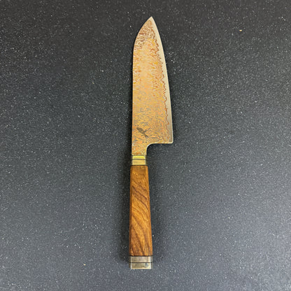 Cuchillo Santoku de Cocina de Acero Damasco con Cobre "Kohaku"