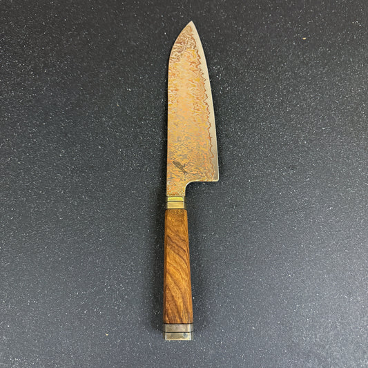 Cuchillo Santoku de Cocina de Acero Damasco con Cobre "Kohaku"