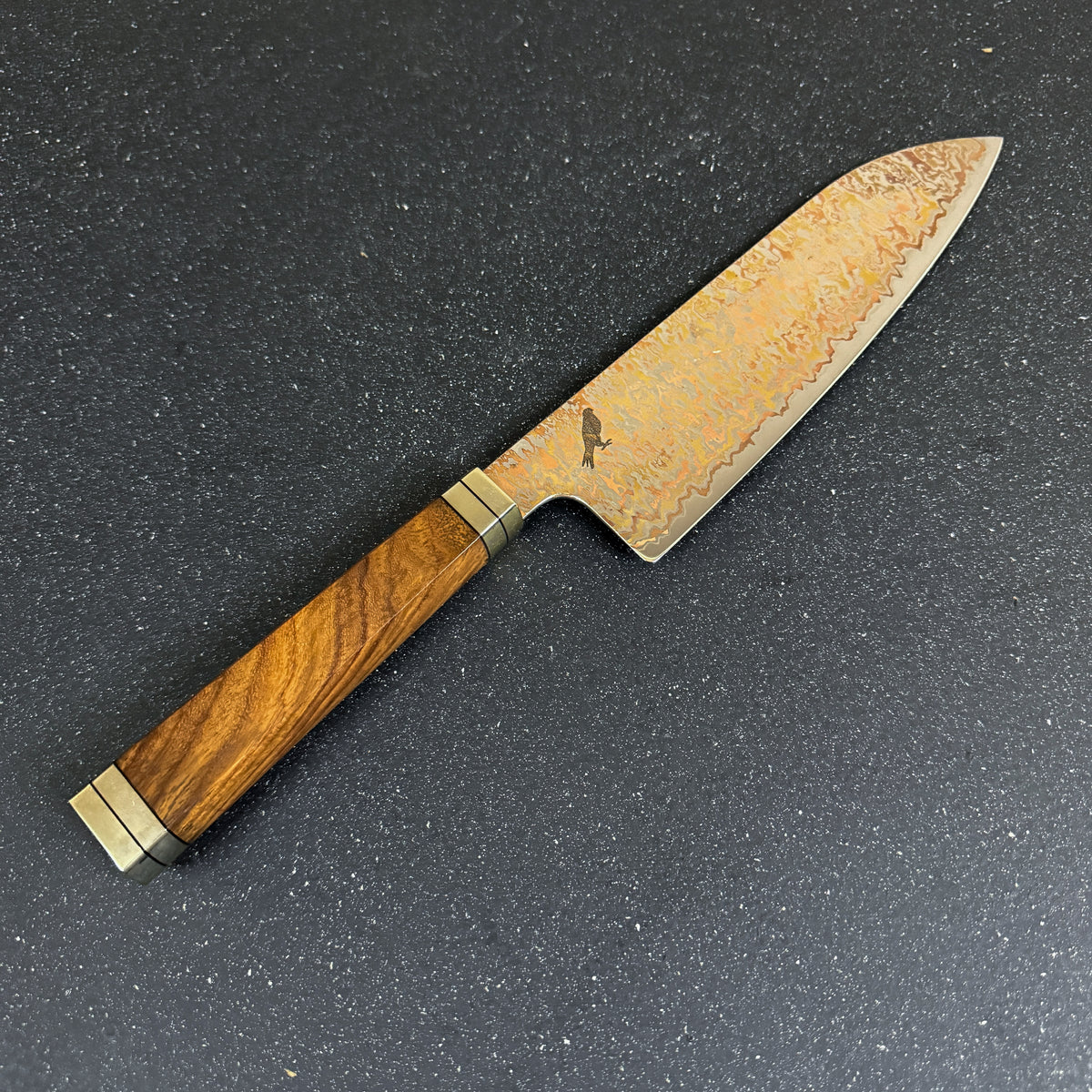 Cuchillo Santoku de Cocina de Acero Damasco con Cobre "Kohaku"
