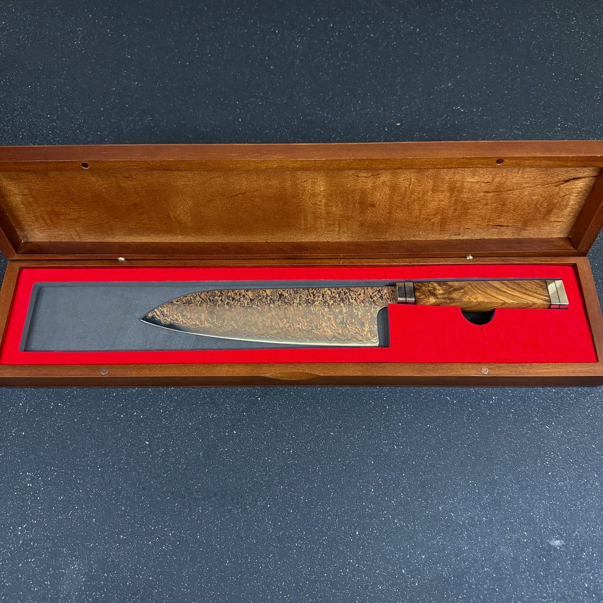 Cuchillo Santoku de Cocina de Acero Damasco con Cobre "Kohaku"