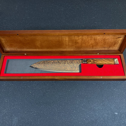 Cuchillo Santoku de Cocina de Acero Damasco con Cobre "Kohaku"
