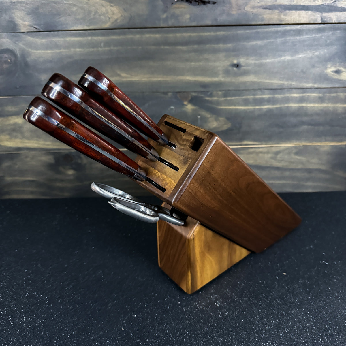 Set Profesional de 3 Cuchillos de Acero Damasco y Tijeras "Lonquimay"