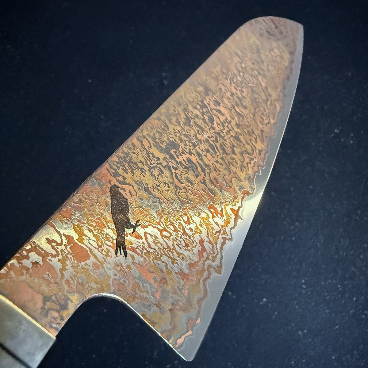 Cuchillo Santoku de Cocina de Acero Damasco con Cobre "Kohaku"