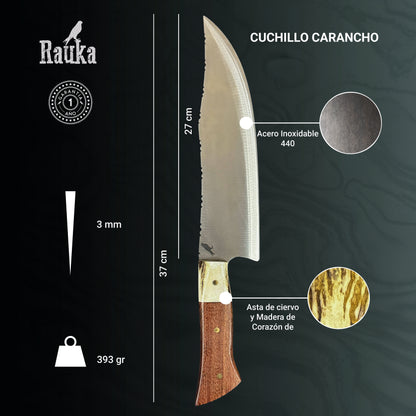 Ficha técnica Cuchillo Bowie Parrillero Carancho 37cm Rauka
