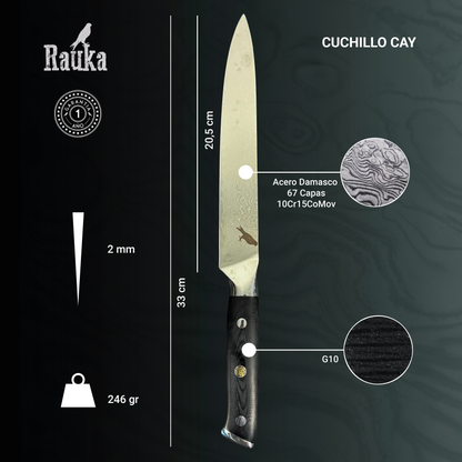 Cuchillo de Cocina de Acero Damasco 33cm "Cay"