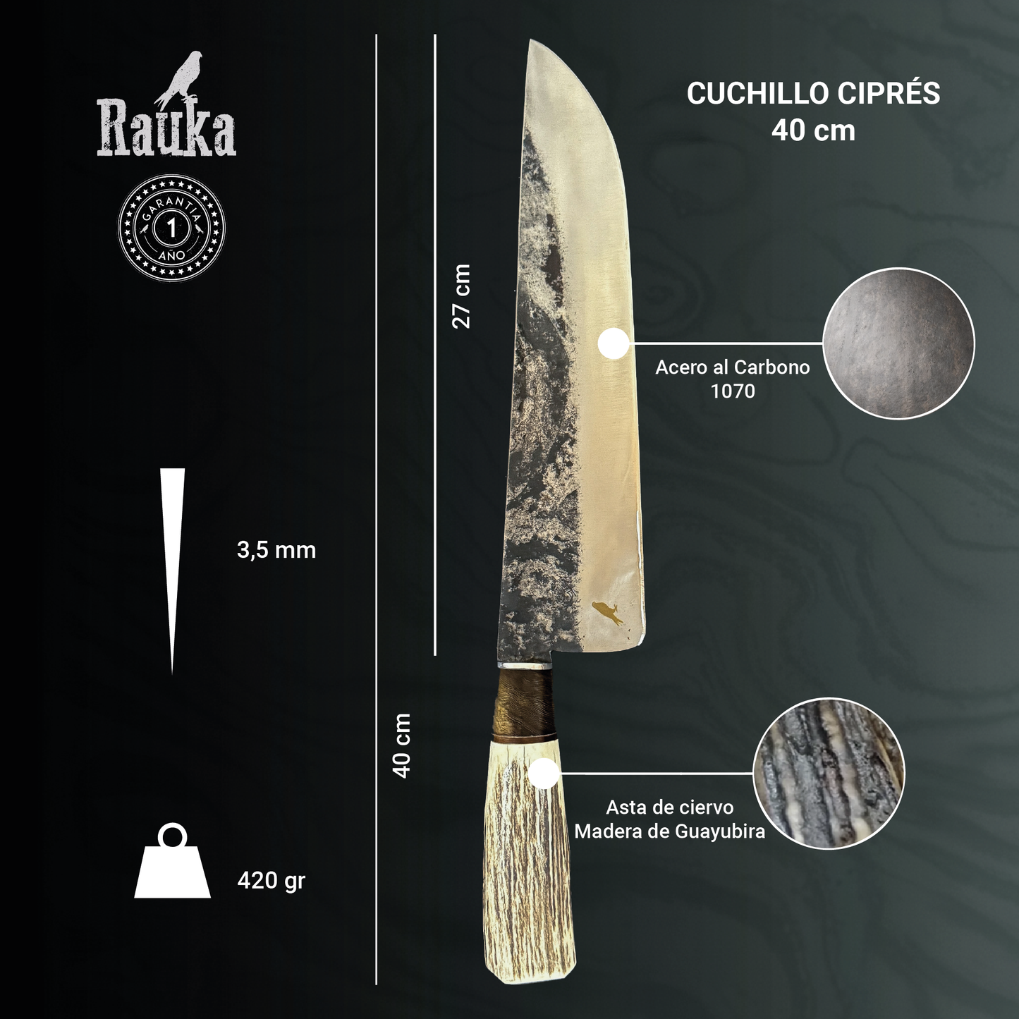 Cuchillo Parrillero 40cm “Ciprés“