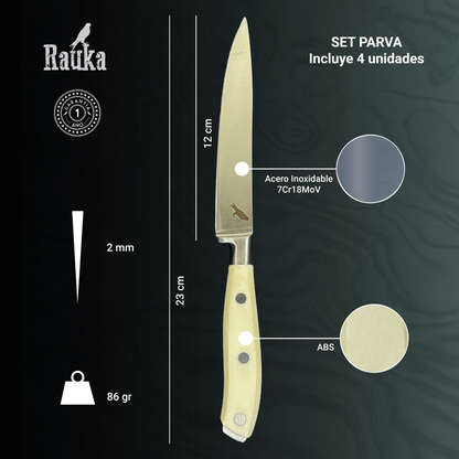 Ficha técnica Set de 4 Cuchillos de Mesa Acero Inoxidable 23cm "Parva"
