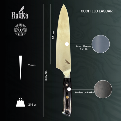 Ficha técnica Cuchillo Parrillero de Acero Inoxidable 33,5cm "Lascar"