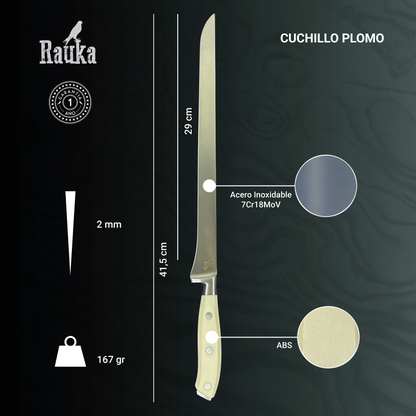 Ficha técnica Cuchillo Jamonero de Acero Inoxidable 41cm "Plomo"