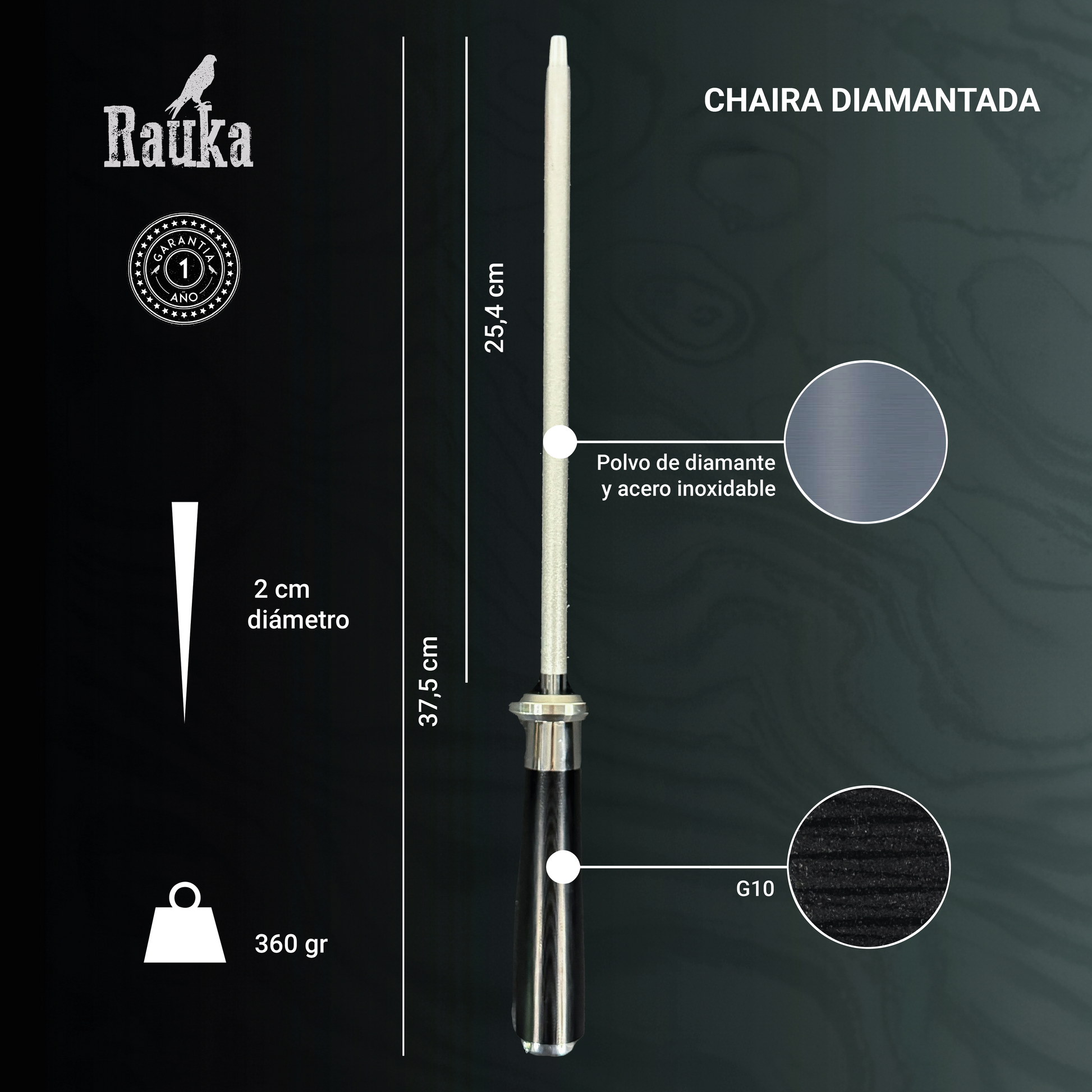 Ficha técnica Chaira Diamantada para Afilar Cuchillos 37,5cm "San Pedro"
