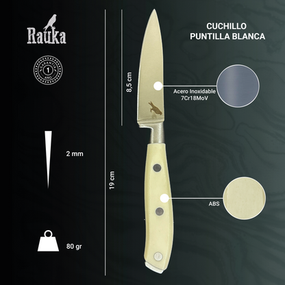 Cuchillo de Cocina de Acero Inoxidable 19cm "Puntilla Blanca"