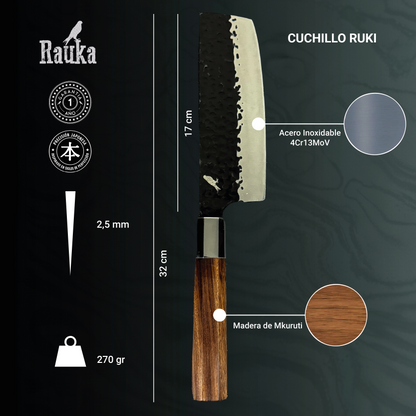 Ficha técnica Cuchillo Nakiri de Cocina de Acero Inoxidable 32cm "Ruki"