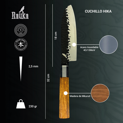 Ficha técnica Cuchillo Santoku de Cocina de Acero Inoxidable 32cm "Hika"