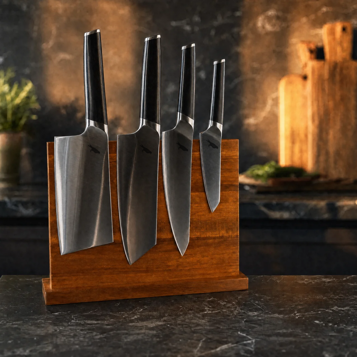 Set de 4 Cuchillos de Cocina y Bloque Magnético "Cay"