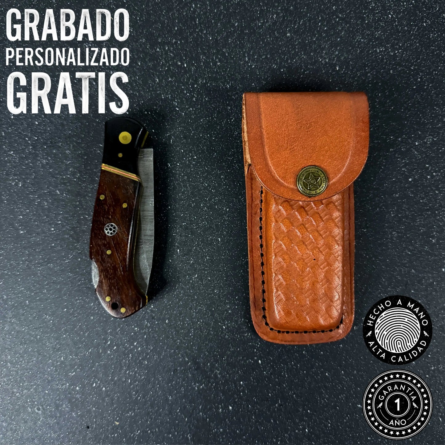 Navaja de Acero Damasco 16.5cm “Puelo“