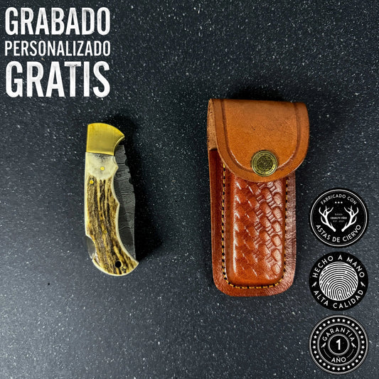 Navaja de Acero Damasco 17,5cm “Ciervo“
