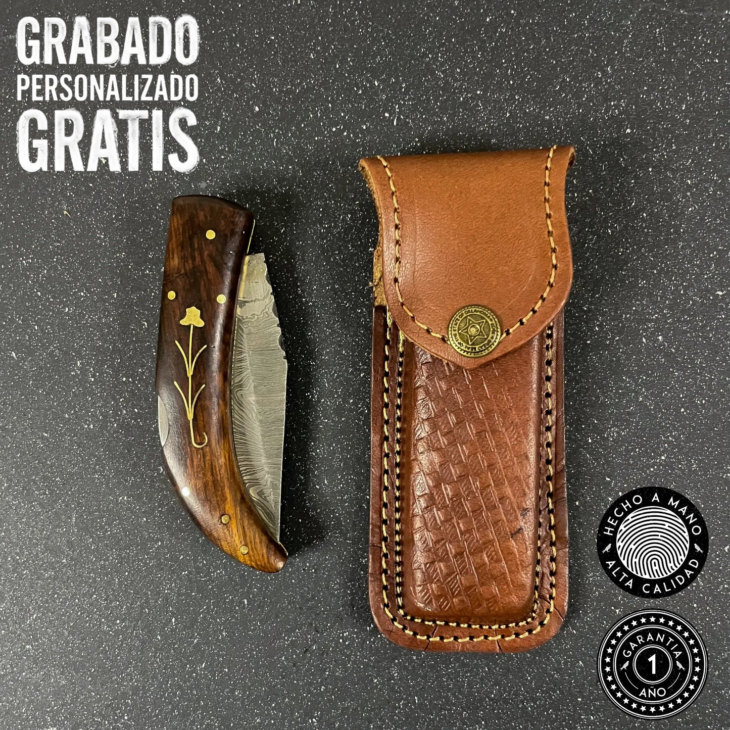 Navaja de Acero Damasco 20cm “Petrohué“