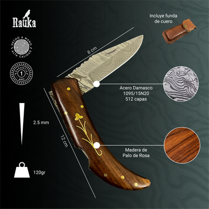 Navaja de Acero Damasco 20 cm Petrohué Rauka, vista adicional 2