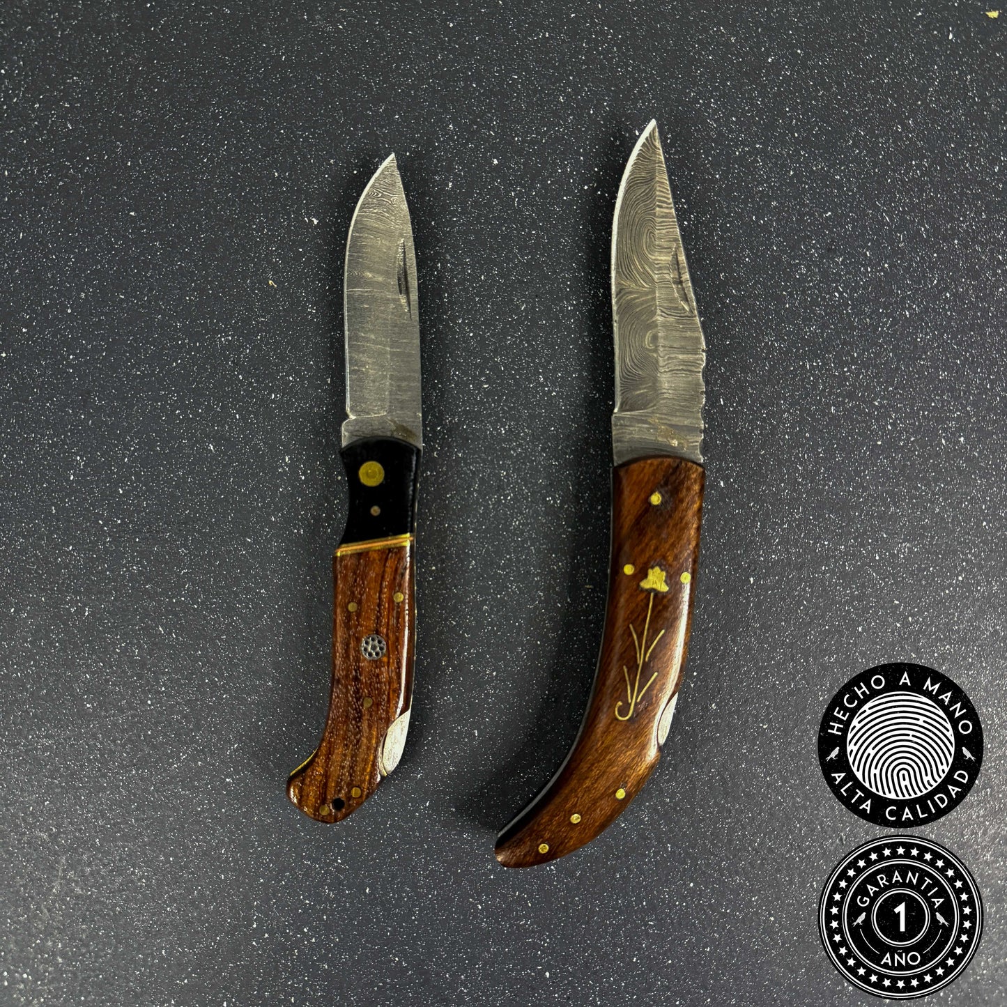 Pack 2 Navajas Acero Damasco "Petrohue" 20cm y "Puelo" 16.5cm