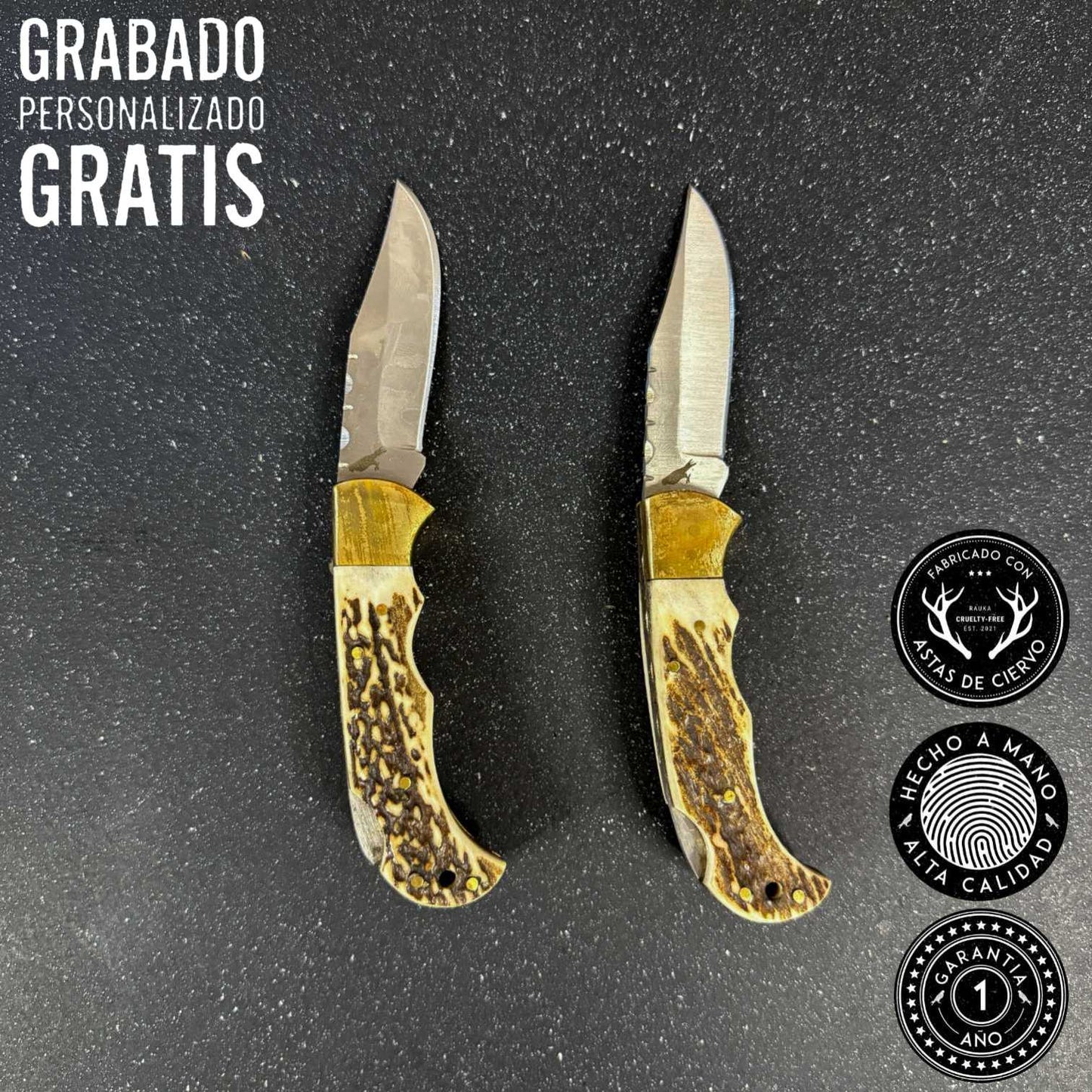 Pack 2 Navajas de Acero Inoxidable 17,5cm “Ciervo“