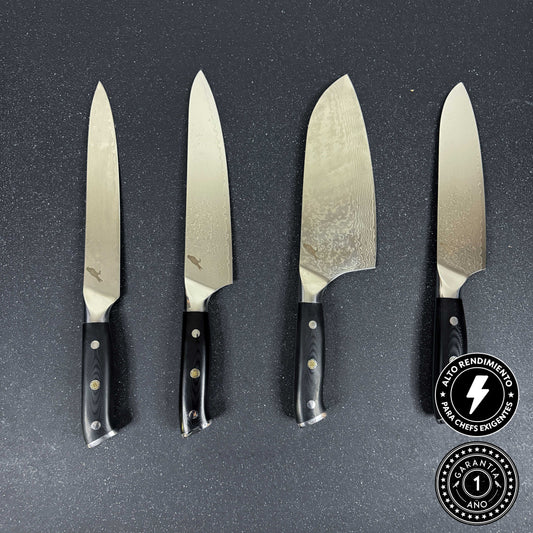 Pack 4 Cuchillos de Cocina + Bloque Magnético "Cay" / "Mate" / "Tronador" / "Arenales"