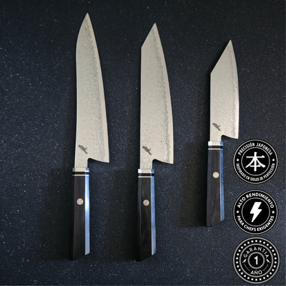 Pack 3 Cuchillos Japoneses Acero Damasco "Kiru" / "Taku" / "Tsuki"
