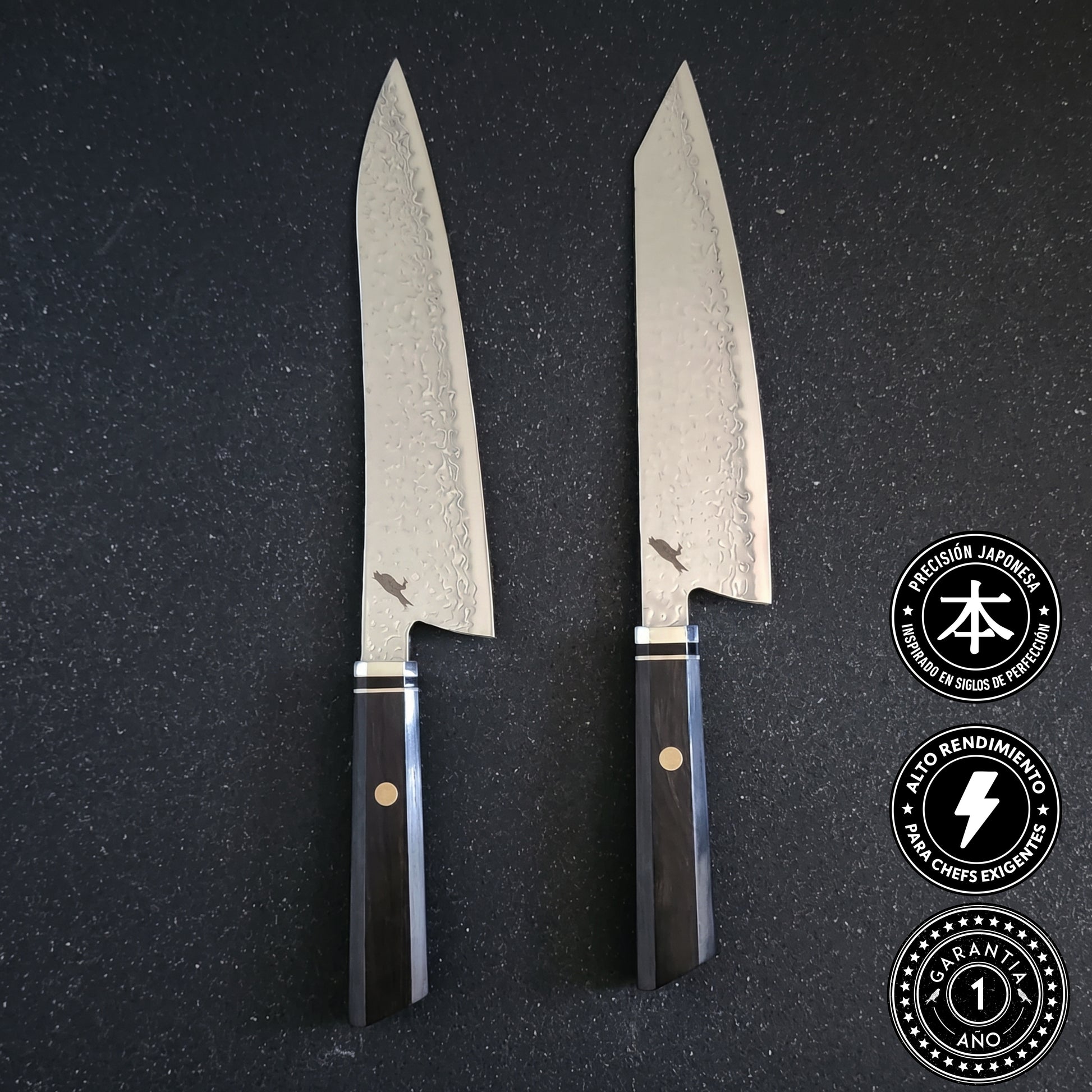 pack de cuchillos de acero damasco estilo japones