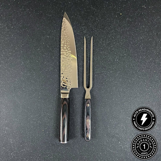 Conjunto parrillero cuchillo y pincho acero inoxidable Cóndor 33cm - Rauka