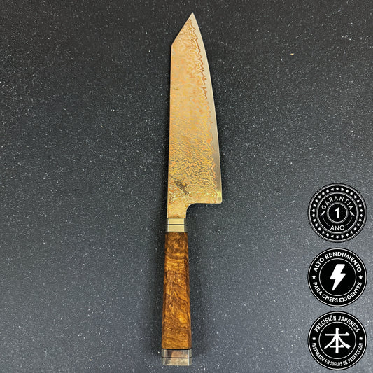 Cuchillo Kiritsuke de Cocina de Acero Damasco con Cobre 35cm "Akagane"