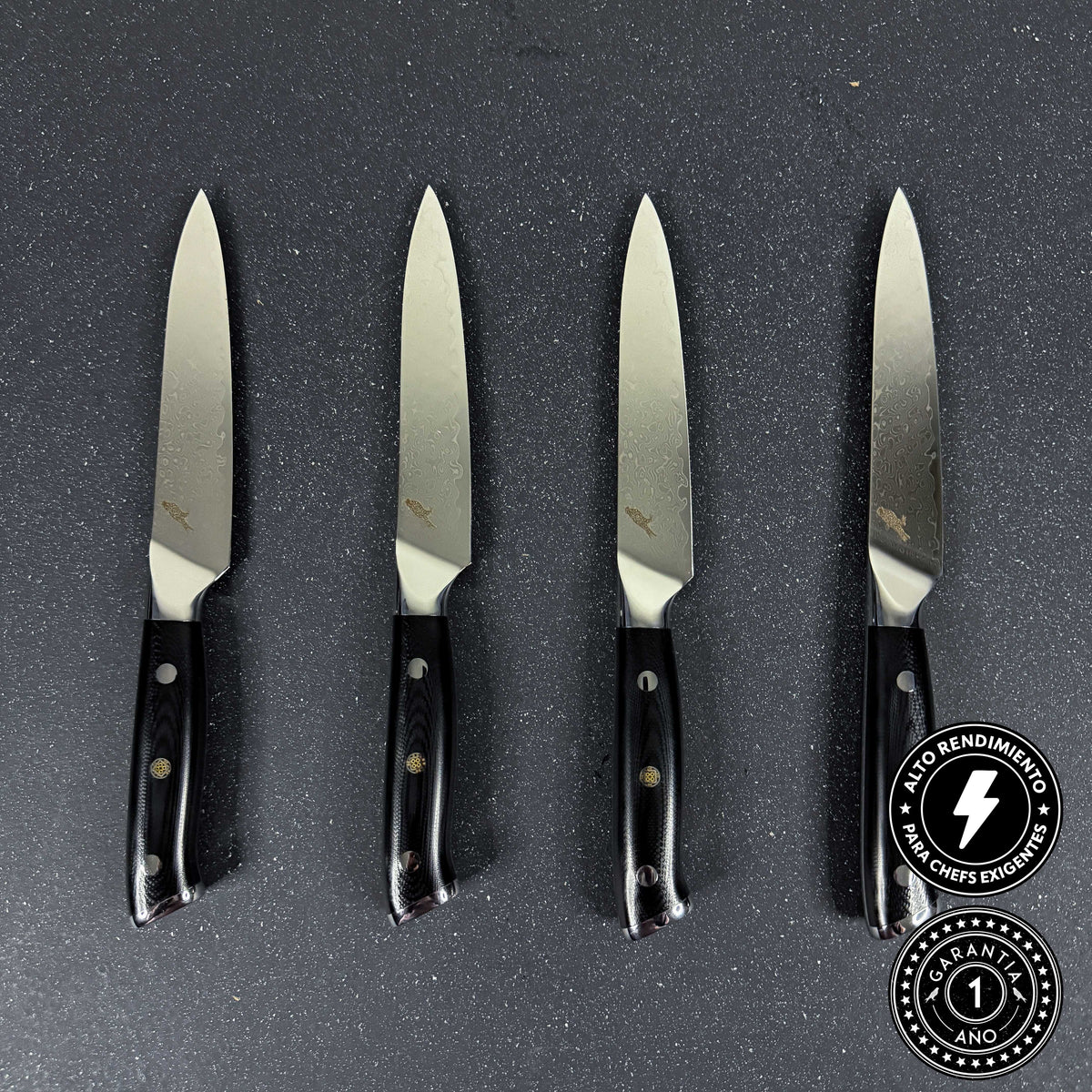Set de 4 Cuchillos de Mesa de Acero Damasco 24 cm Reclus Rauka