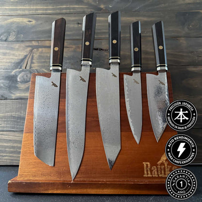 Pack 5 Cuchillos Japoneses + Bloque Magnético "Taku" / "Kiru" / "Tora" / "Tsuki" / "Iwa"
