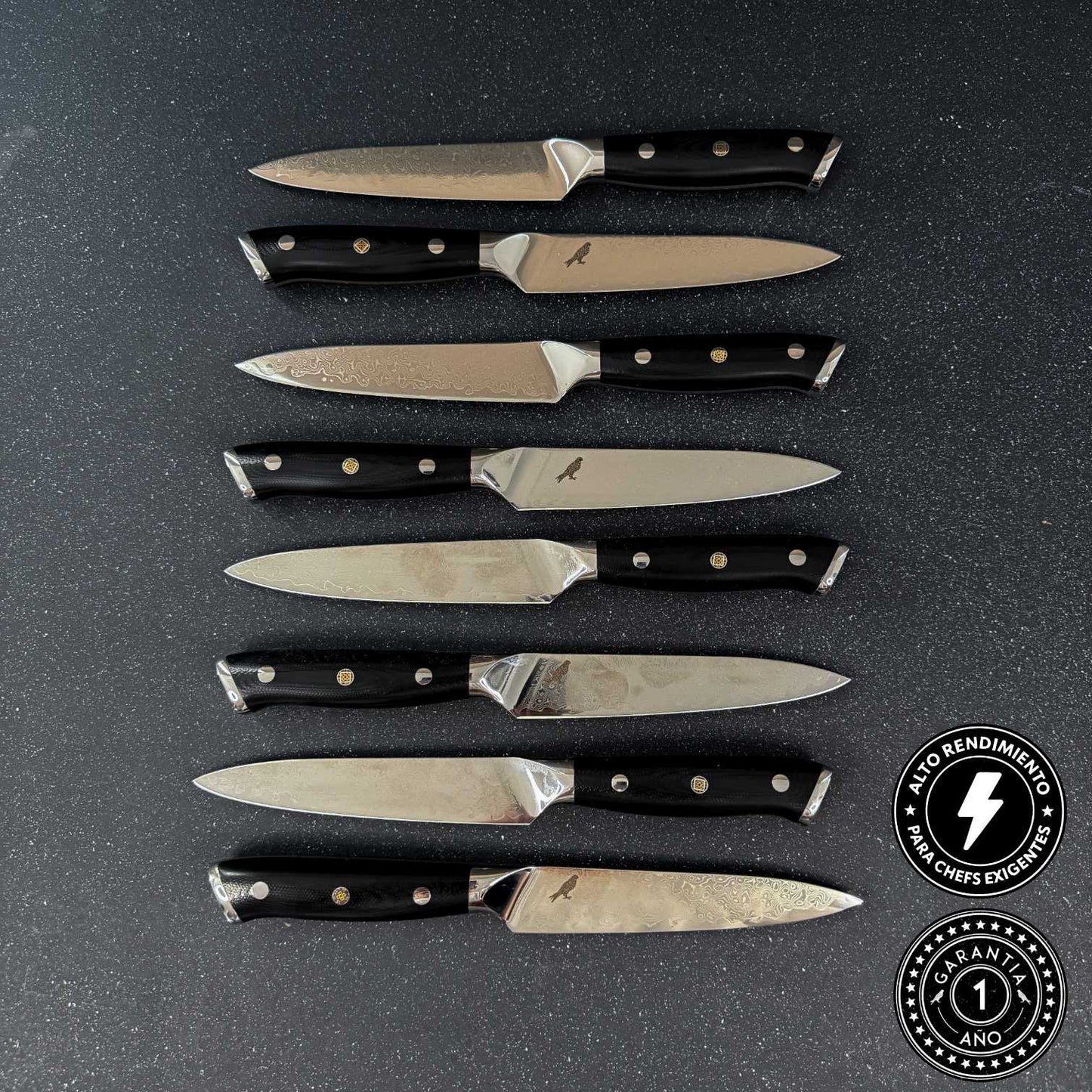 Set de 8 Cuchillos de Mesa de Acero Damasco 24cm "Reclus"