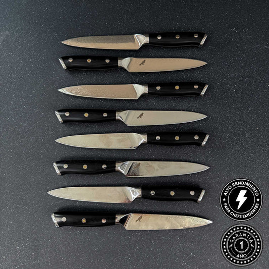 Set de 8 Cuchillos de Mesa de Acero Damasco 24cm "Reclus"