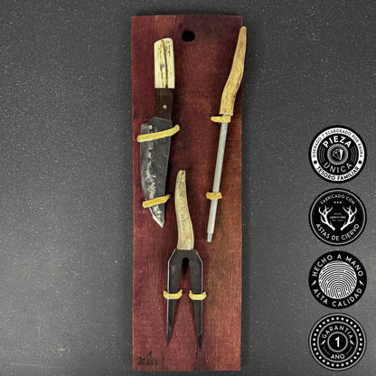 Set Asador con cuchillo 25 cm, chaira y pincho Rauka