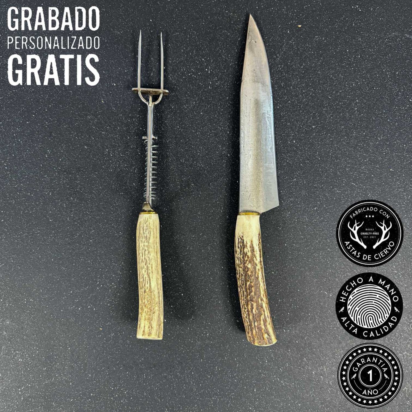 Cuchillo Parrillero 32cm “Culpeo“ + Pincho | Rauka