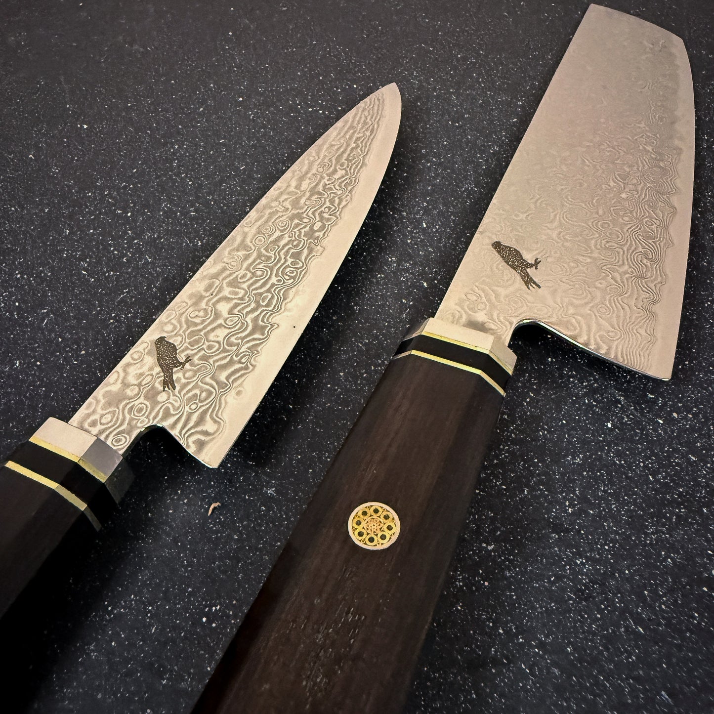 Set de cuchillos de cocina damasco Rauka Nakiri Tora y cuchillo japonés Iwa