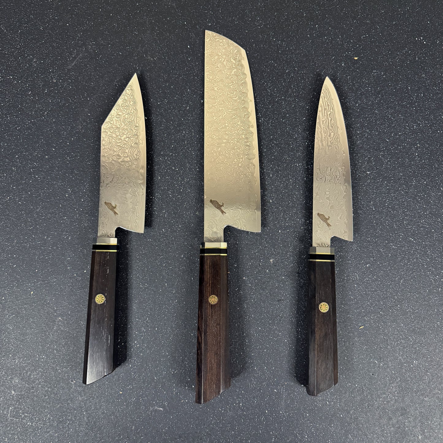 Pack cuchillos damasco estilo japonés Rauka con Nakiri y cuchillos de chef