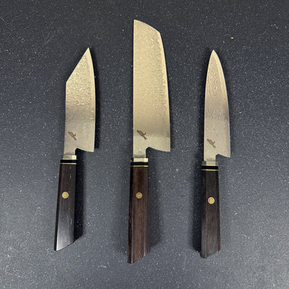 Pack cuchillos damasco estilo japonés Rauka con Nakiri y cuchillos de chef