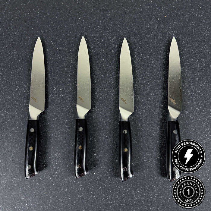 Set de 4 Cuchillos de Mesa de Acero Damasco 24cm "Reclus" | Rauka