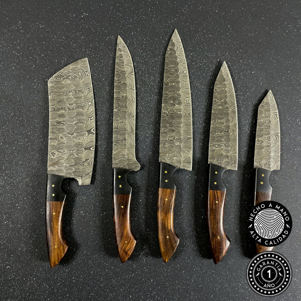 cuchillo de cocina acero damasco hechos a mano con estuche de cuero para guardarlos