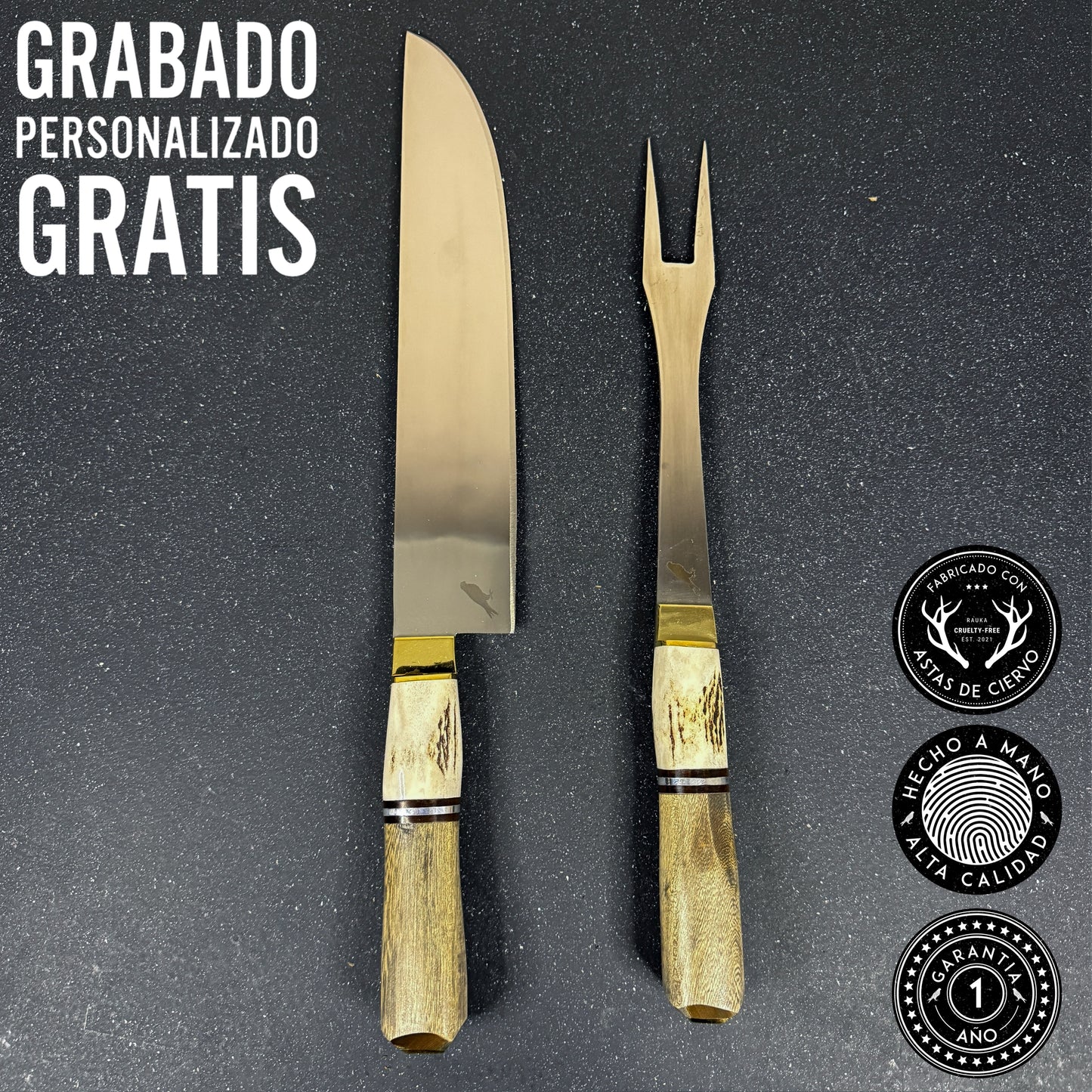 Cuchillo Parrillero 37cm “Chinchilla" + Pincho | Rauka