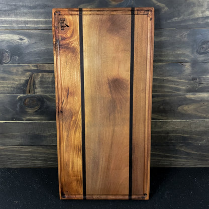 Detalle de la madera de tabla parrillera de roble ensamblada 25x55 cm versión 2 Rauka